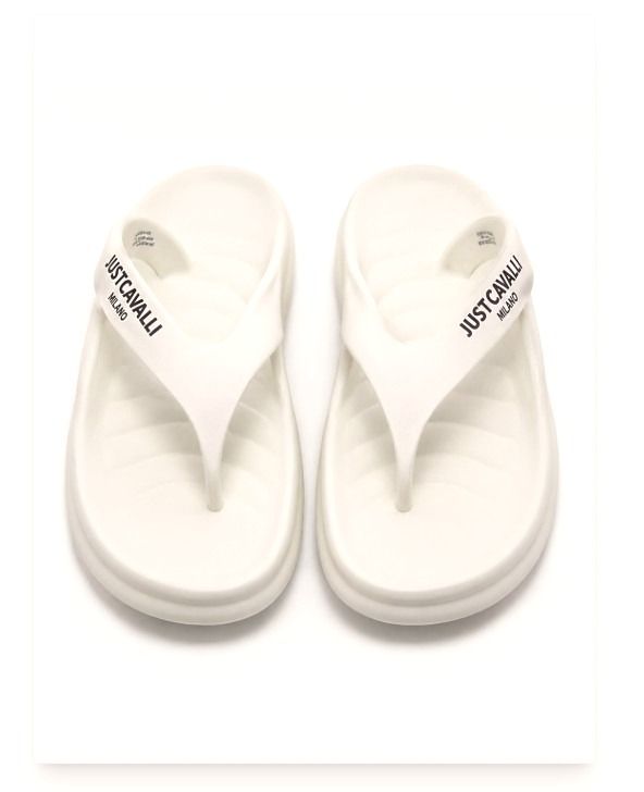 Just Cavalli Milano White Flip Flop Sliders Sandals Unisex Size EU 45 UK 10 New